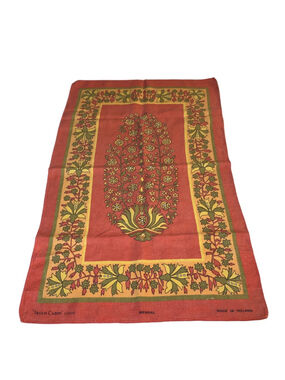 Irish Cabin Linens Vintage Tea Towel Red Floral